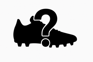 silhouette of  a football boot with a black question mark in front of it